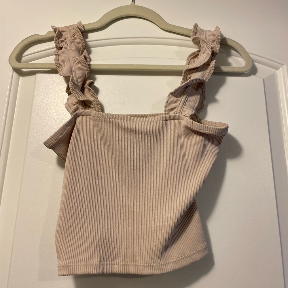 Zara nude ruffle detail tank WORN TWICE